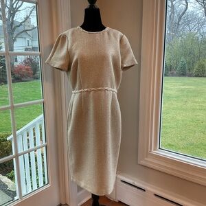 Ann Taylor Gold Metallic Tweed Dress Size 12 NWT Perfect for the holidays